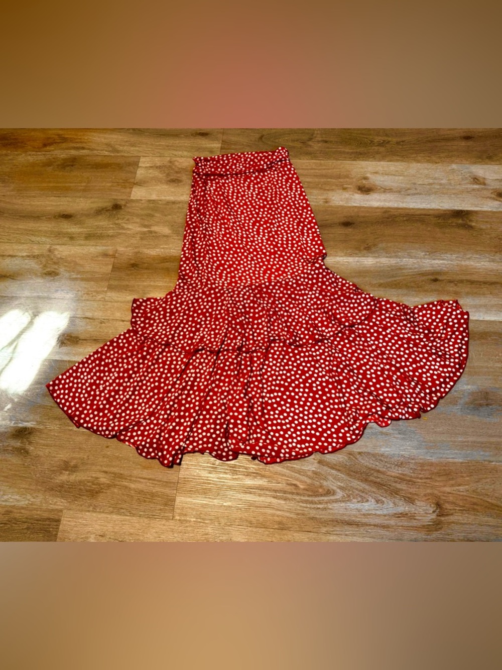 red white polka dot flamenco dance baile skirt Spanish skirt size small stretchy